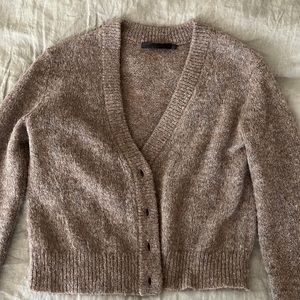 Jenni Kanye Crop Boyfriend Cardigan Taupe, Alpaca